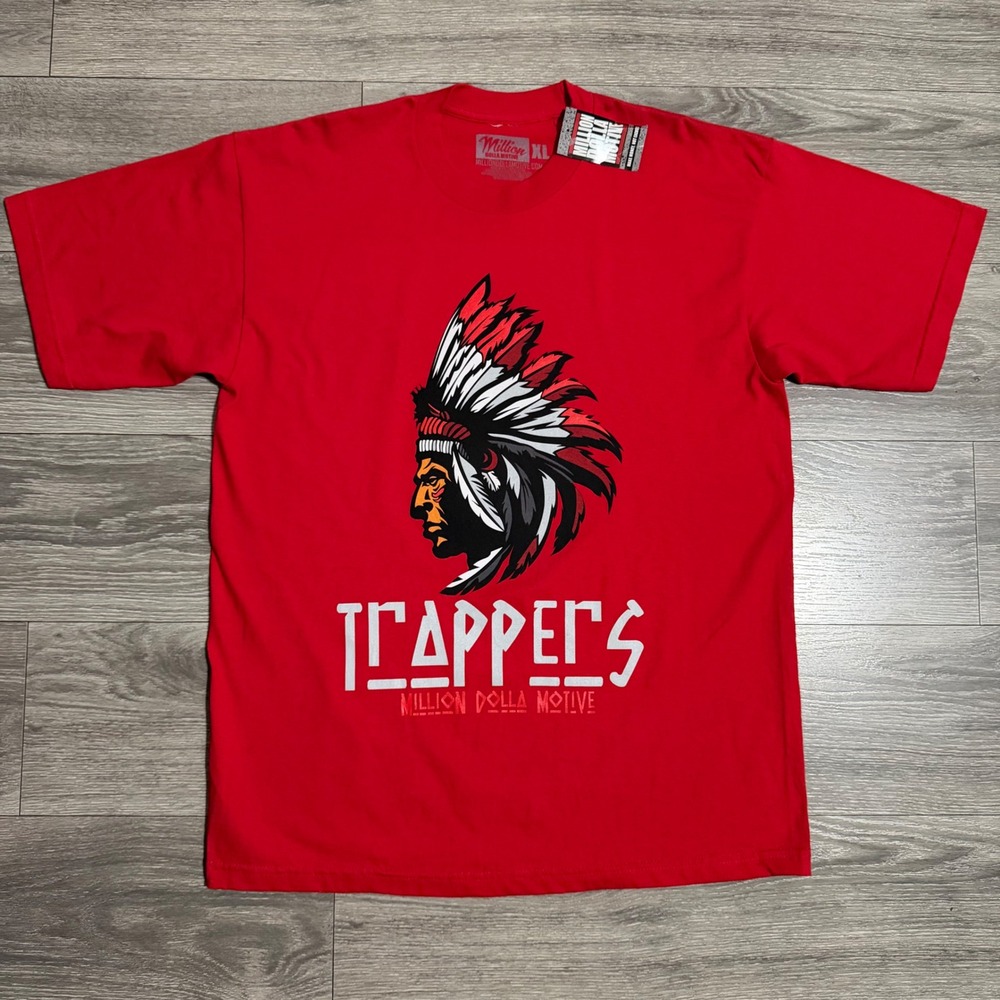 Million Dolla Motive Trappers Tribal T-Shirt Red Mens XL Streetwear Headdress‎